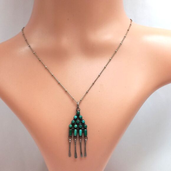 Zuni hand made pendant turquoise sterling - Picture 2 of 10